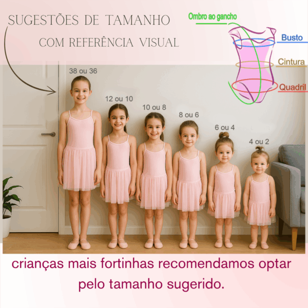 Para tamanhos maiores, siga as orientações descritas ao lado da imagem do produto